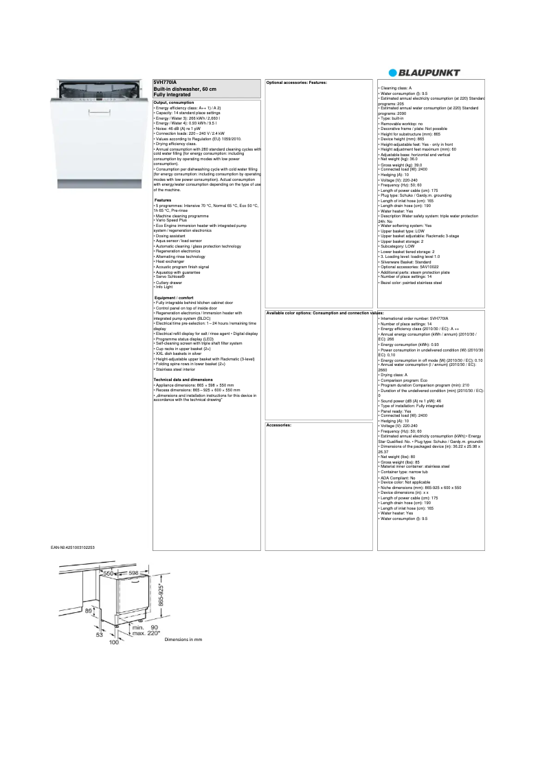 Image de la première page du manuel de l'appareil 5VH770IA