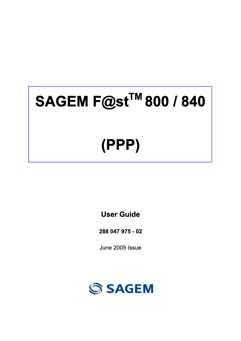 Página 1 del manual Manual de usuario Sagem FAST 840-PPP