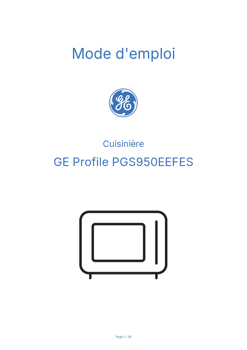 Image de la première page du manuel de l'appareil Profile PGS950EEFES