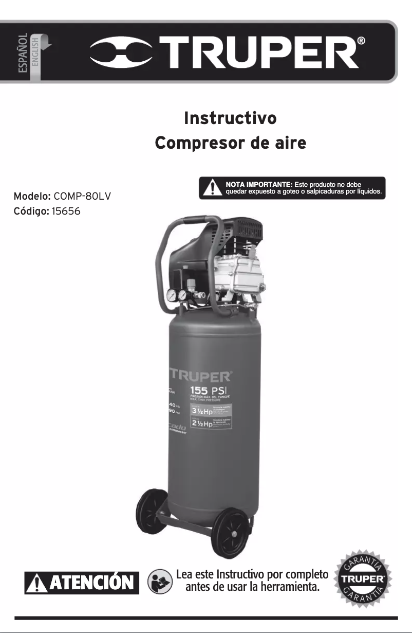 Page n°1 - Manuel utilisateur Truper COMP-80LV