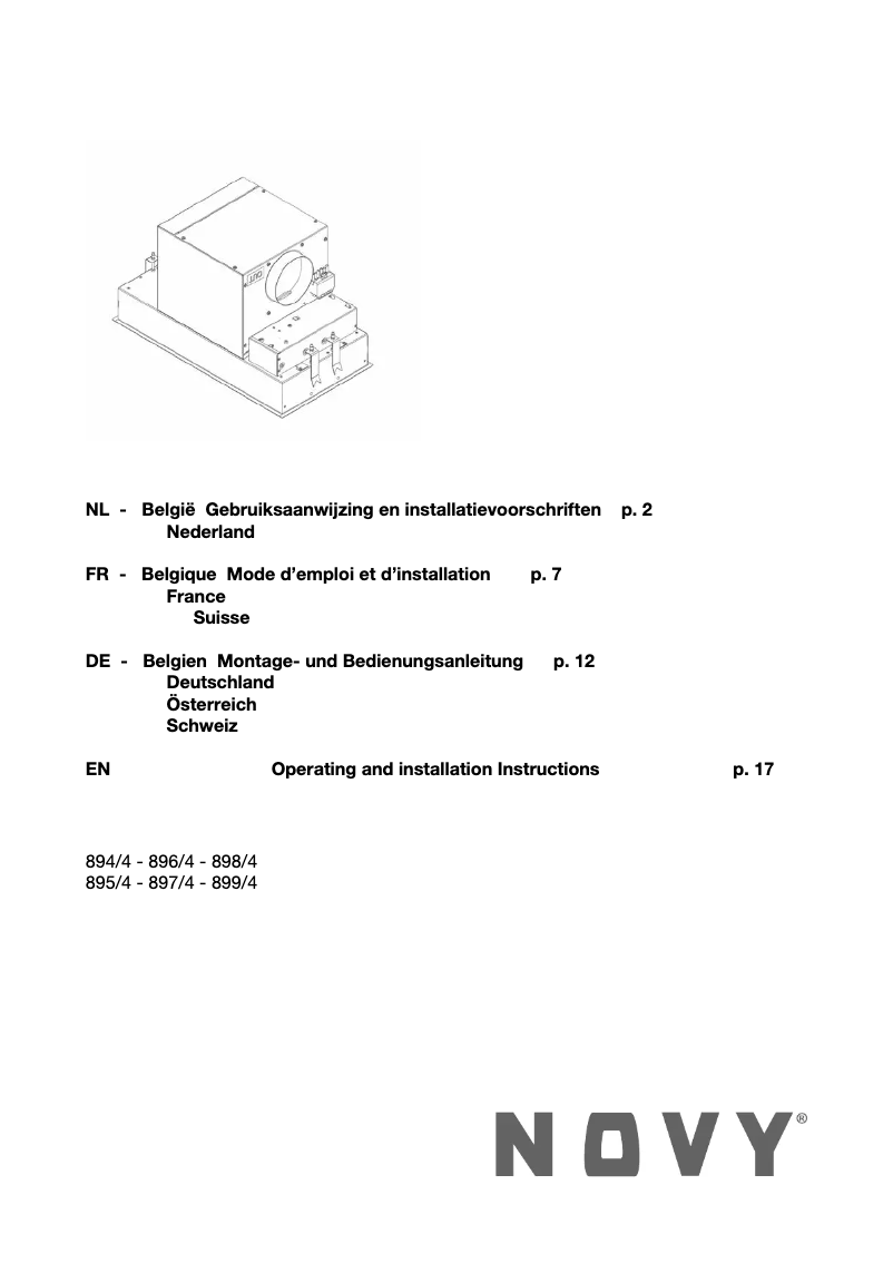 Page n°1 - Manuel utilisateur Novy 895