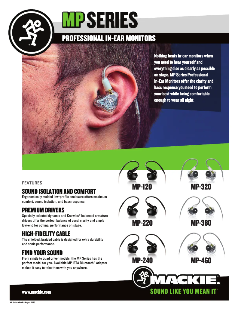 Page 1 de la notice Fiche technique Mackie MP-360