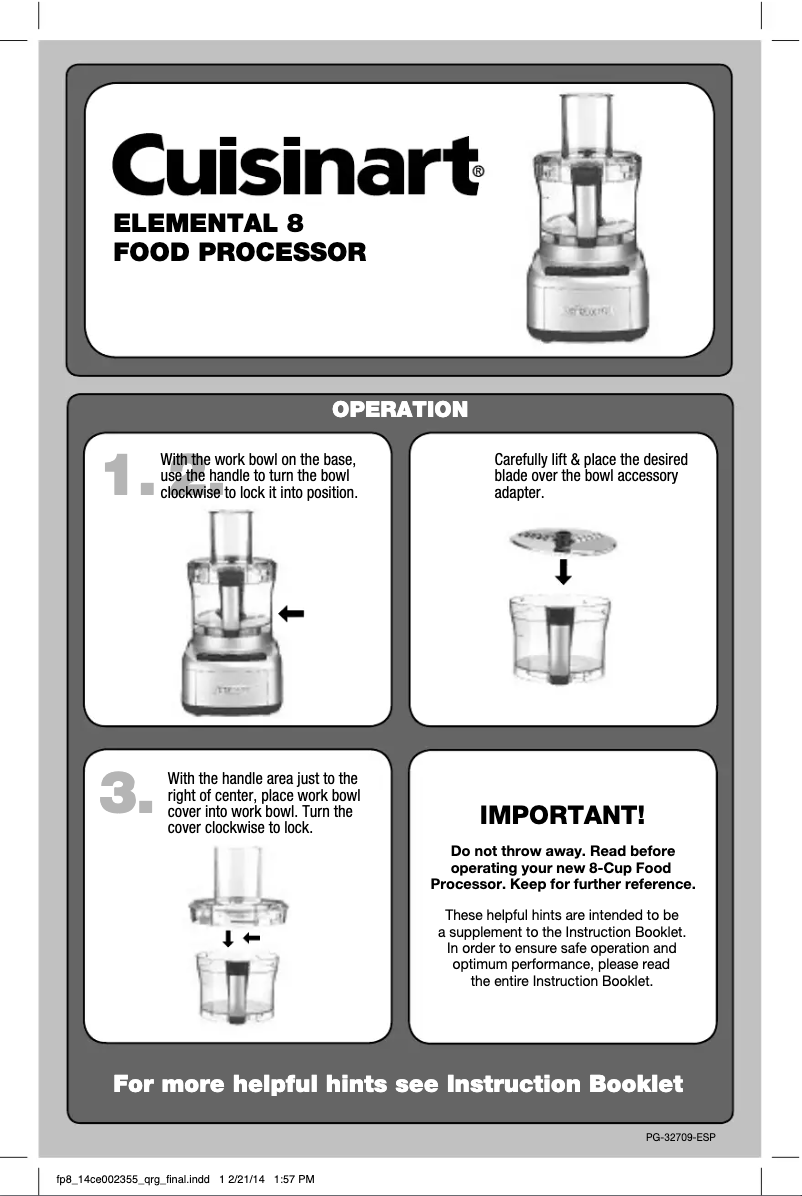 Page 1 de la notice Manuel utilisateur Cuisinart Elemental 8