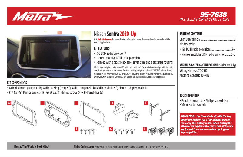 Page n°1 - Guide d'installation Metra 95-7638