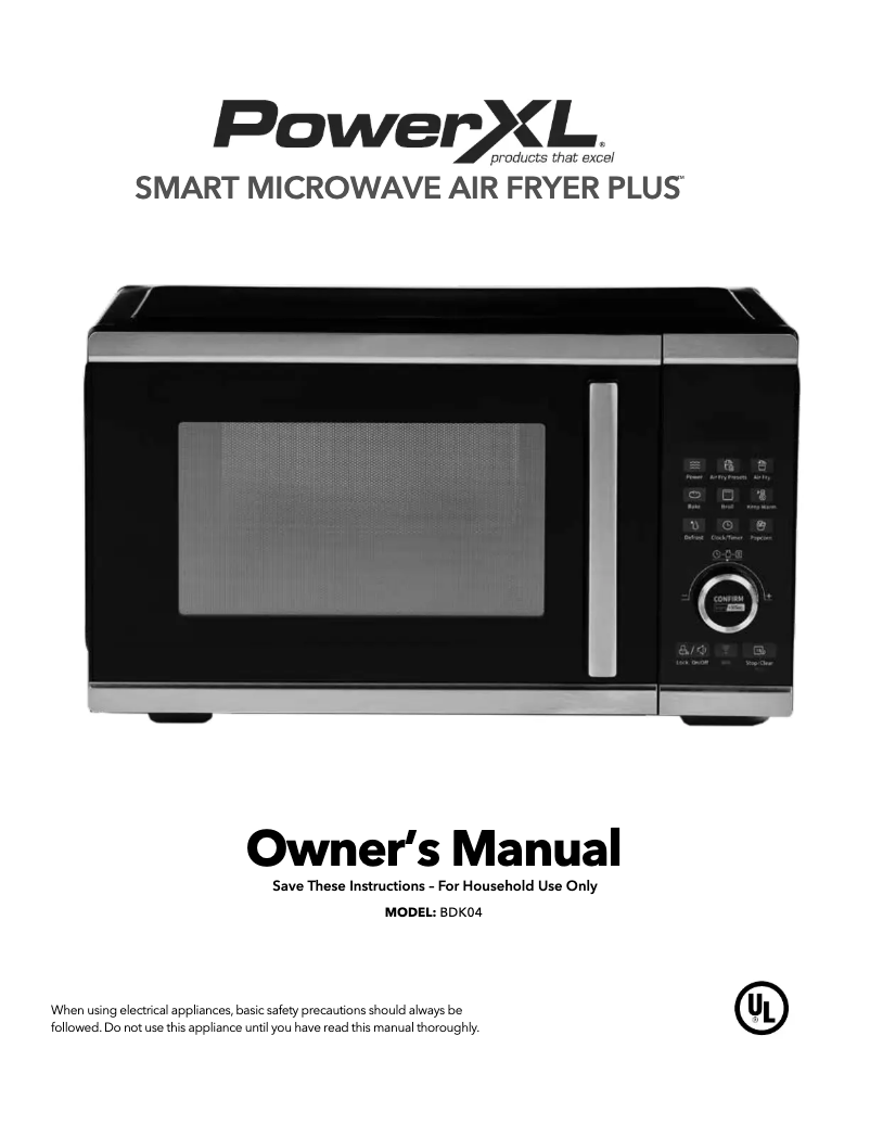 Page 1 de la notice Manuel utilisateur PowerXL Smart Microwave Air Fryer Plus BDK04