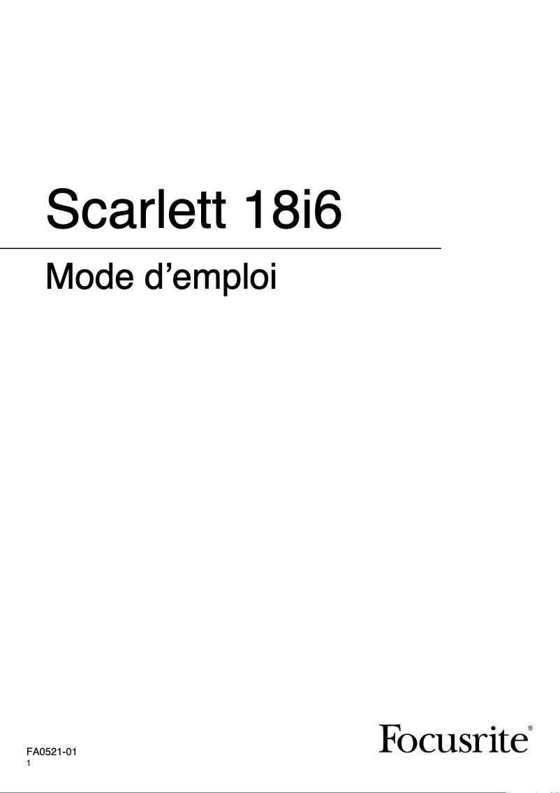 Image de la première page du manuel de l'appareil Scarlett 18i6