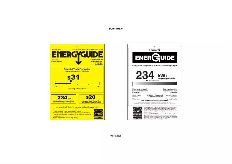 Página 1 del manual Etiqueta energética Danby DDW1804EW