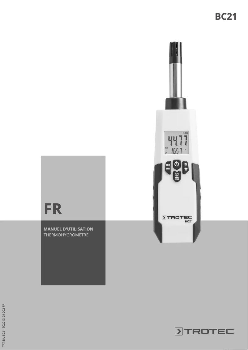 Page 1 de la notice Manuel utilisateur Trotec BC21