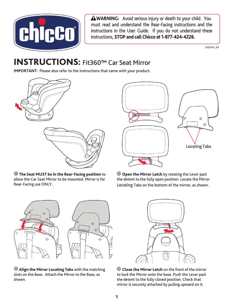 Page 1 de la notice Manuel utilisateur Chicco Fit360 Car Seat Mirror