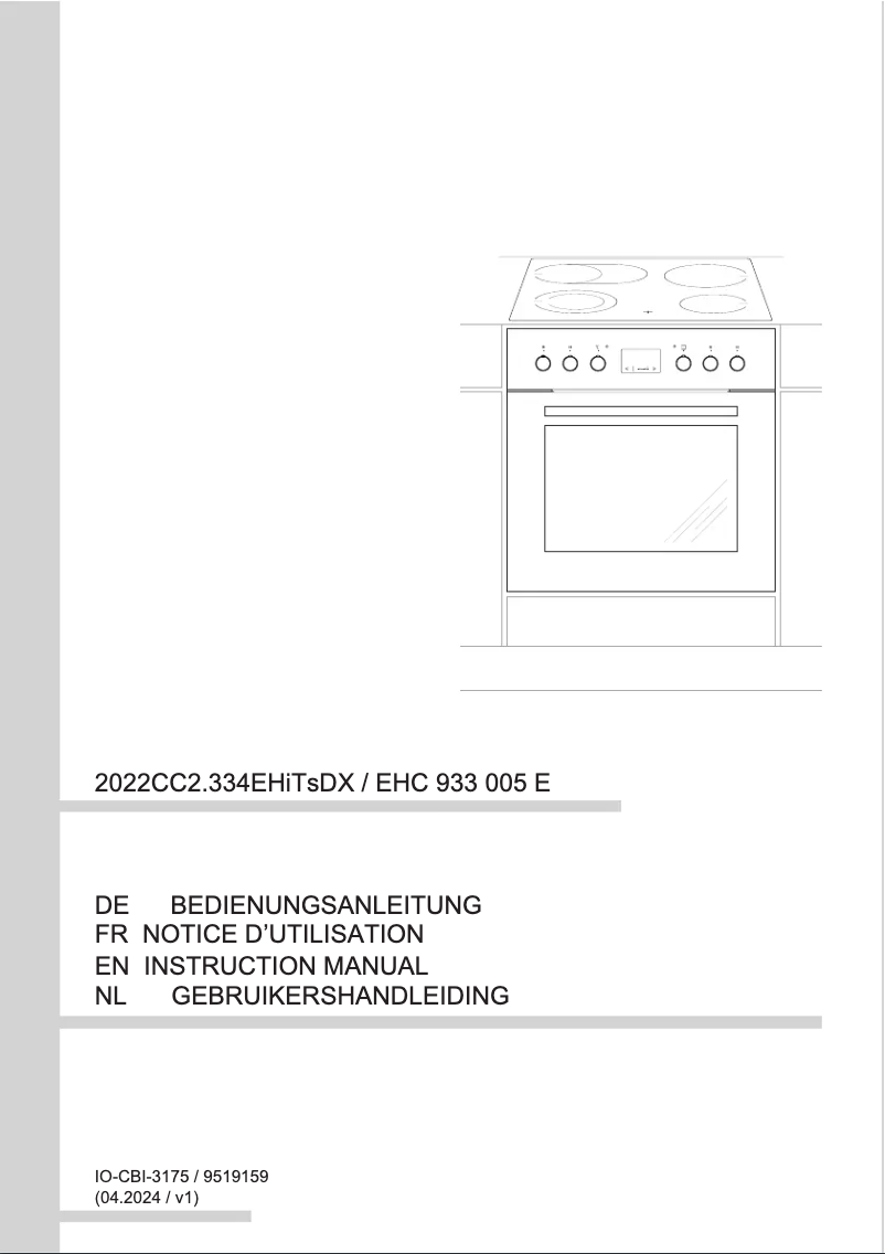 Page n°1 - Manuel utilisateur Amica EHC 933 005 E