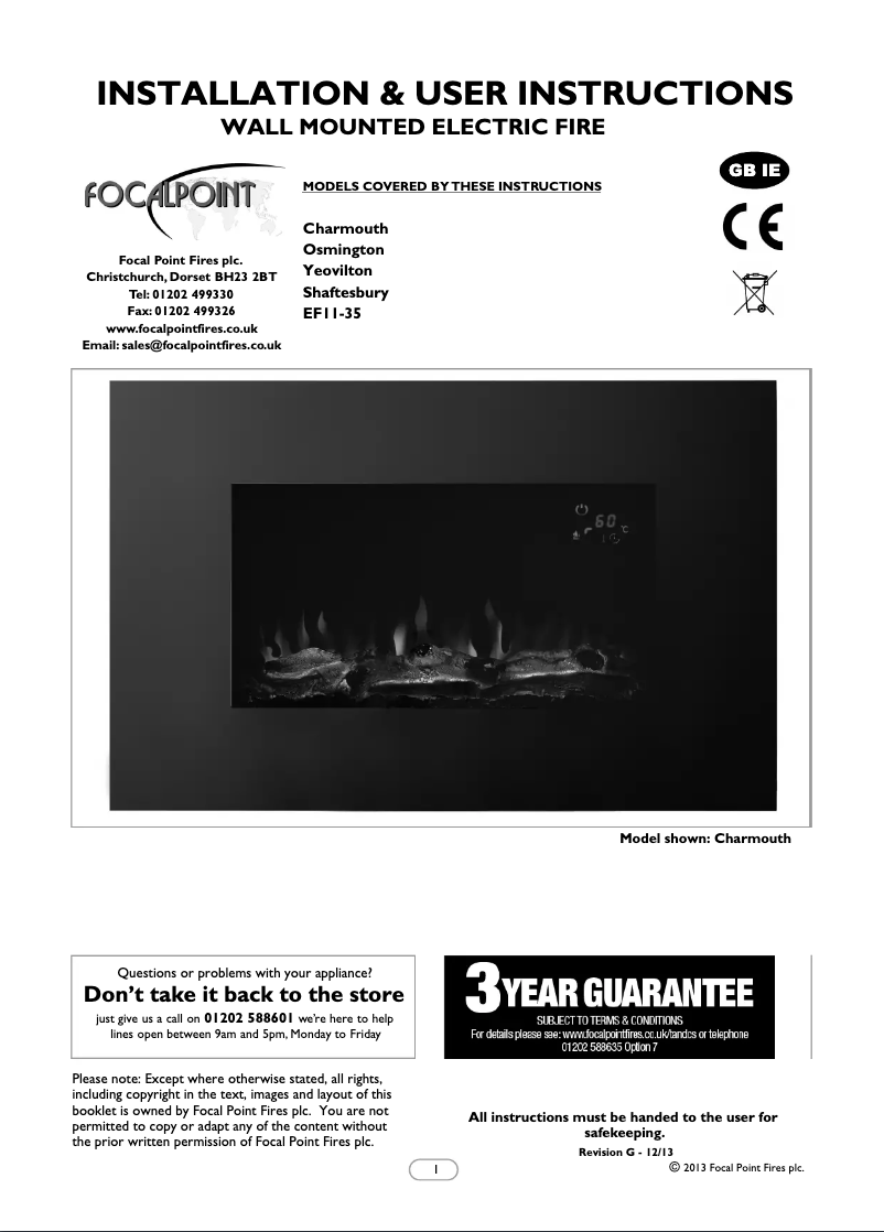 Page 1 de la notice Manuel utilisateur Focal Point Yeovilton