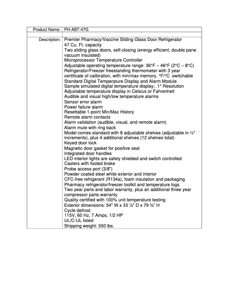 Page 1 de la notice Manuel utilisateur American BioTech Supply PH-ABT-47G