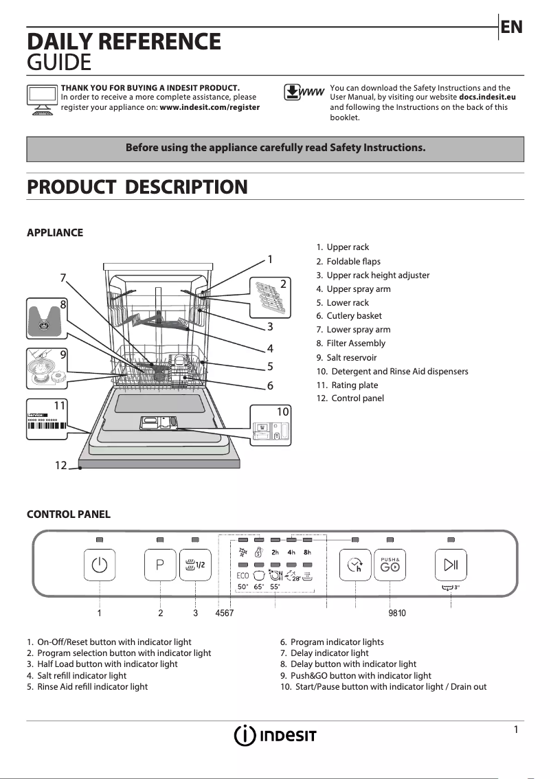 Page 1 de la notice Manuel utilisateur Indesit DFC 2B+16 UK