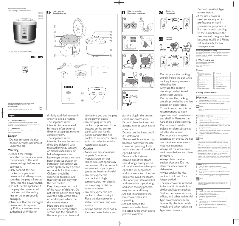 Page 1 de la notice Manuel utilisateur Philips Daily Collection HD3011