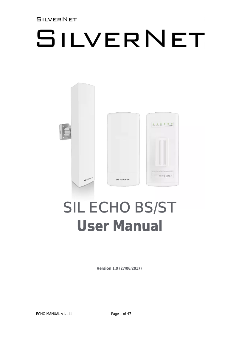 Page n°1 - Manuel utilisateur SilverNet ECHO-ST