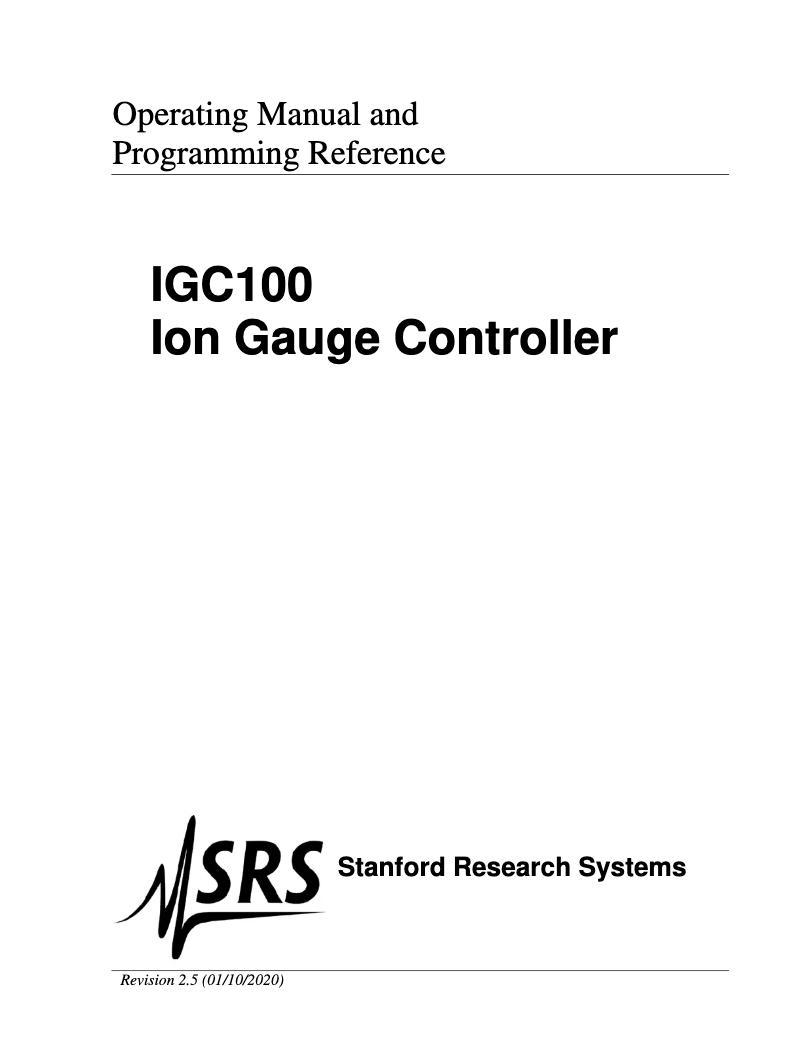 Página 1 del manual Manual de usuario SRS IGC100