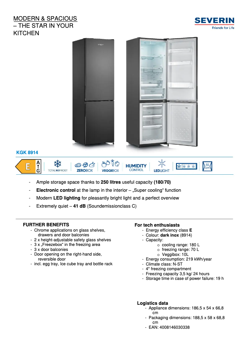 Página 1 del manual Ficha técnica Severin KGK 8914