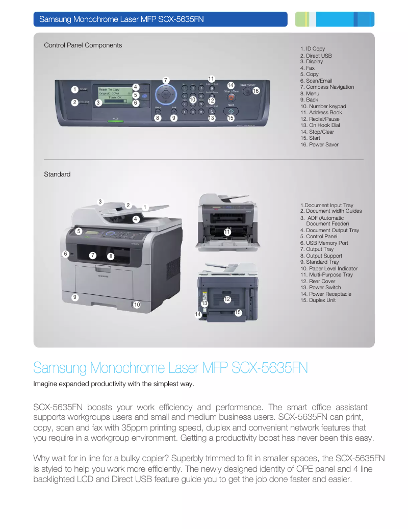Page 1 de la notice Manuel utilisateur Samsung SCX-5635FN