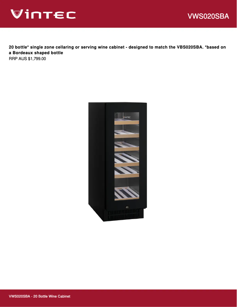 Image de la première page du manuel de l'appareil VWS020SBA