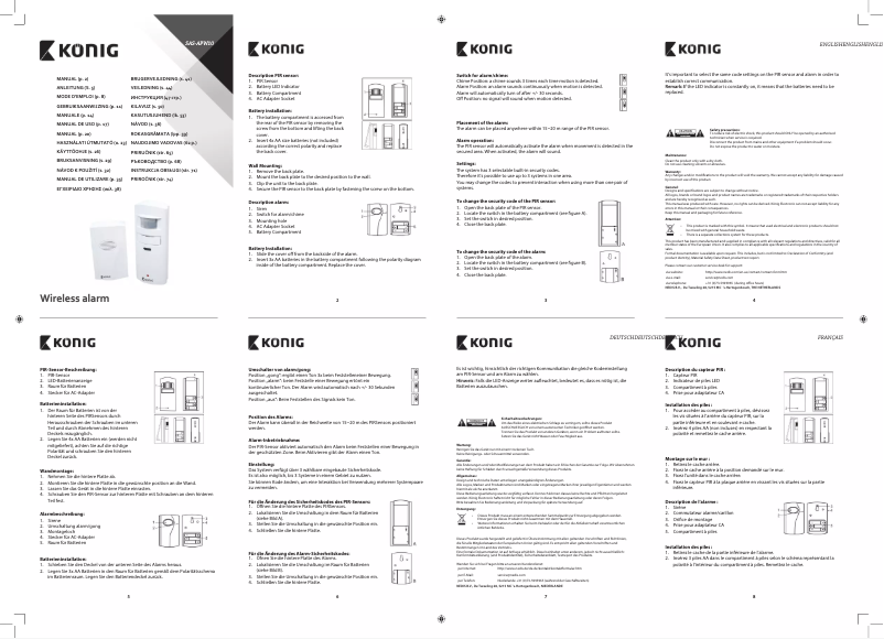 Page 1 de la notice Manuel utilisateur Konig SAS-APW10
