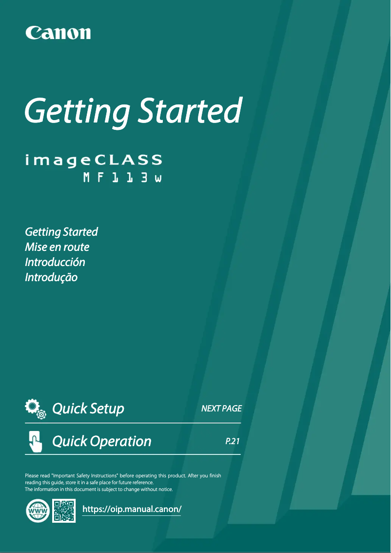 Page n°1 - Manuel utilisateur Canon ImageCLASS MF113w