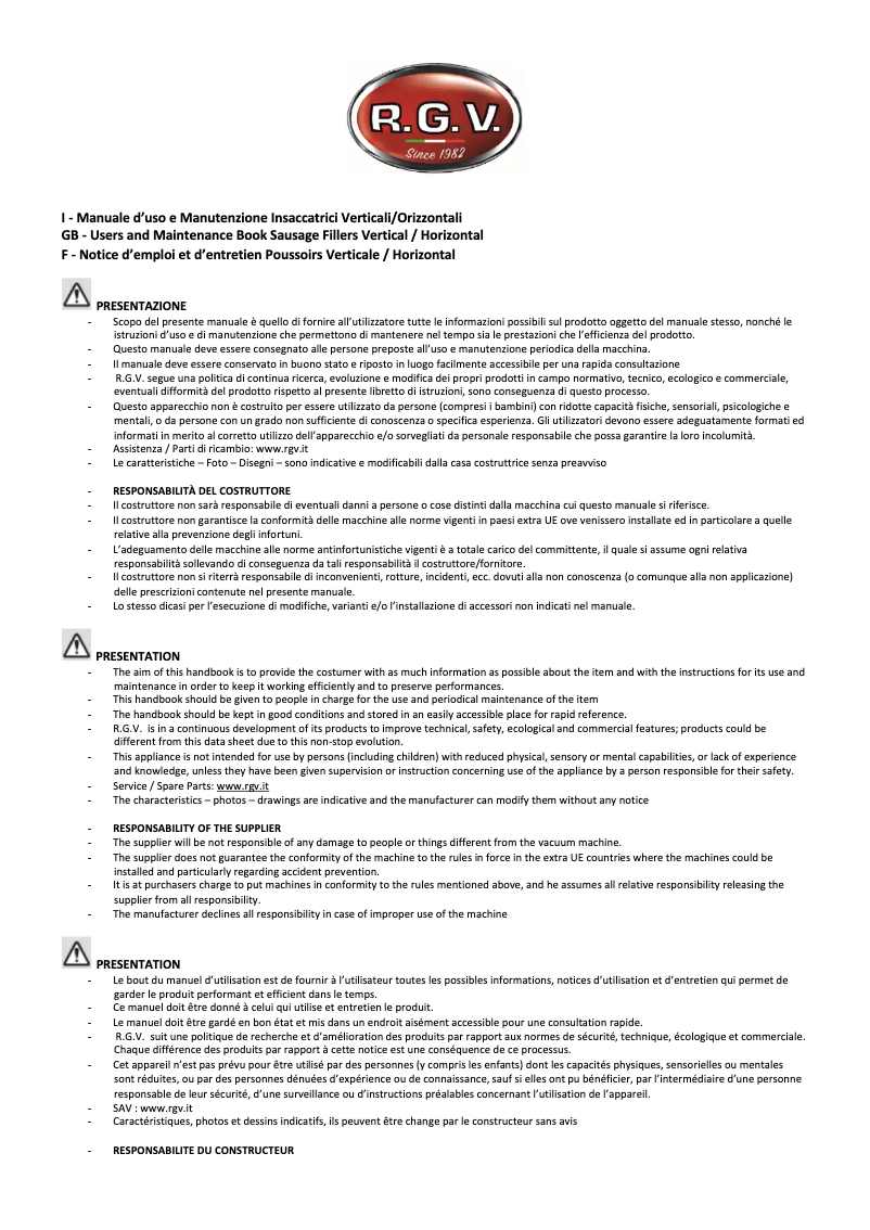 Page 1 de la notice Manuel utilisateur RGV IPI 10