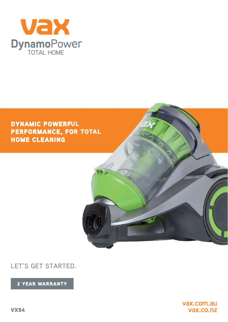 Page 1 de la notice Manuel utilisateur Vax DynamoPower VX54
