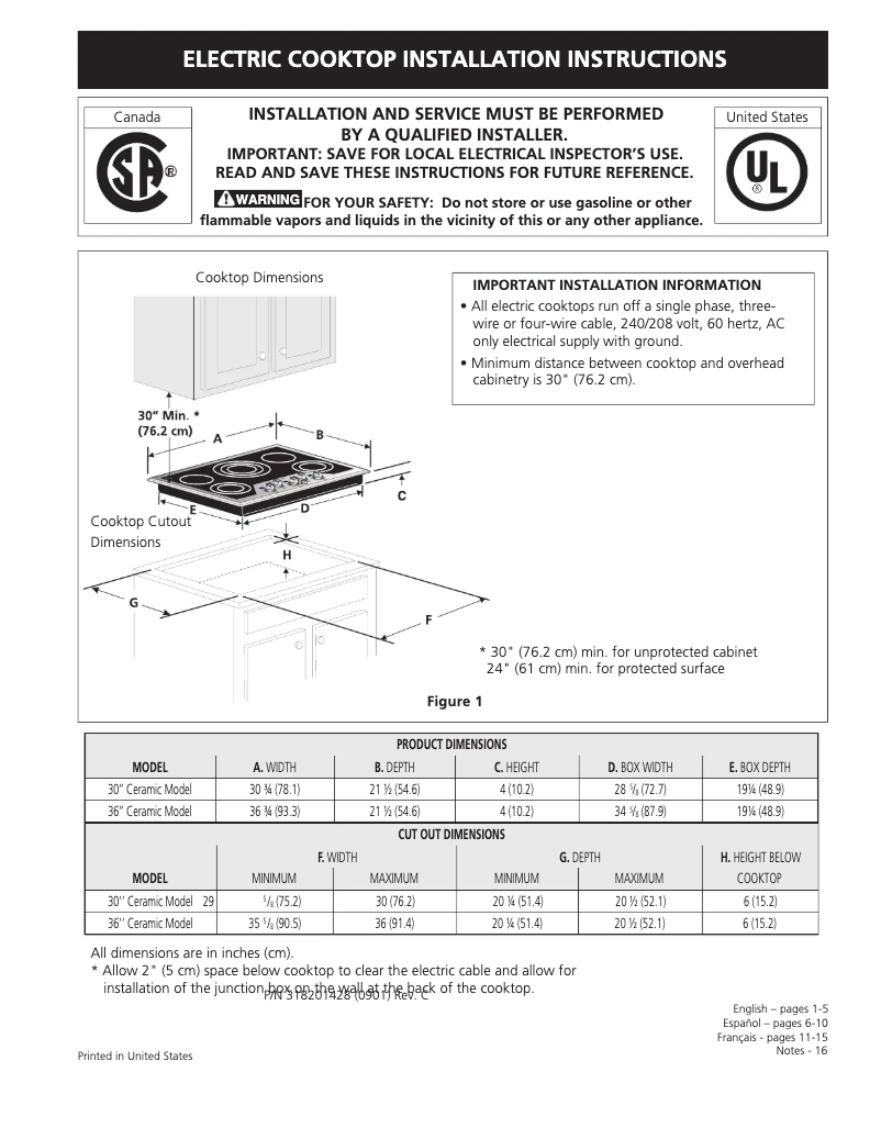 Page 1 de la notice Guide d'installation Electrolux ICON E36EC65ESS