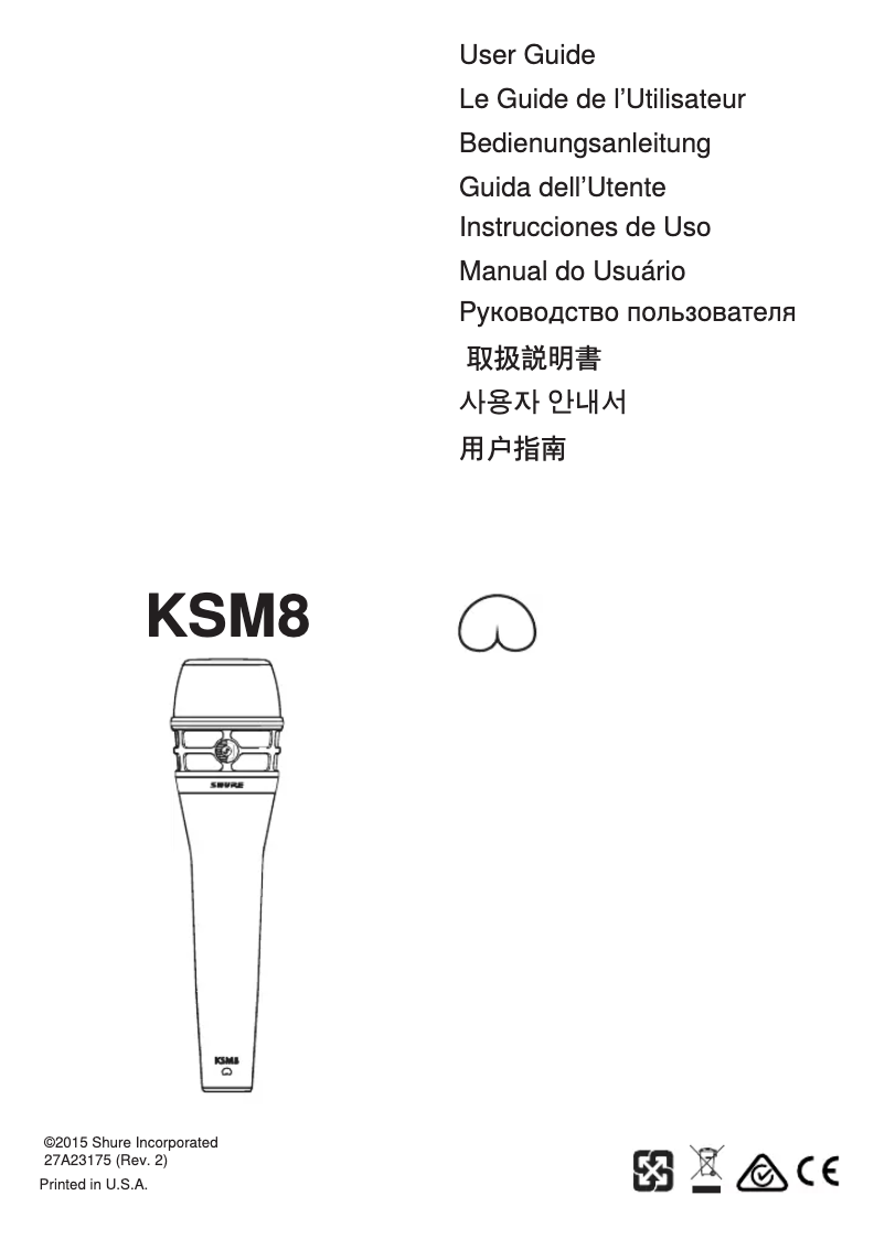 Page 1 de la notice Manuel utilisateur Shure KSM8