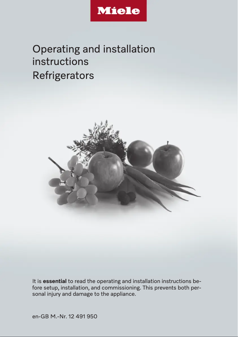 Page n°1 - Manuel utilisateur Miele K 7747 C