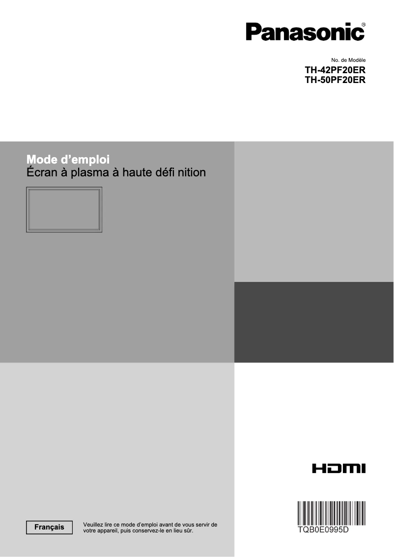 Image de la première page du manuel de l'appareil TH-50PF20ER