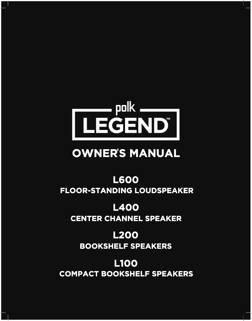 Page 1 de la notice Manuel utilisateur Polk Legend L400