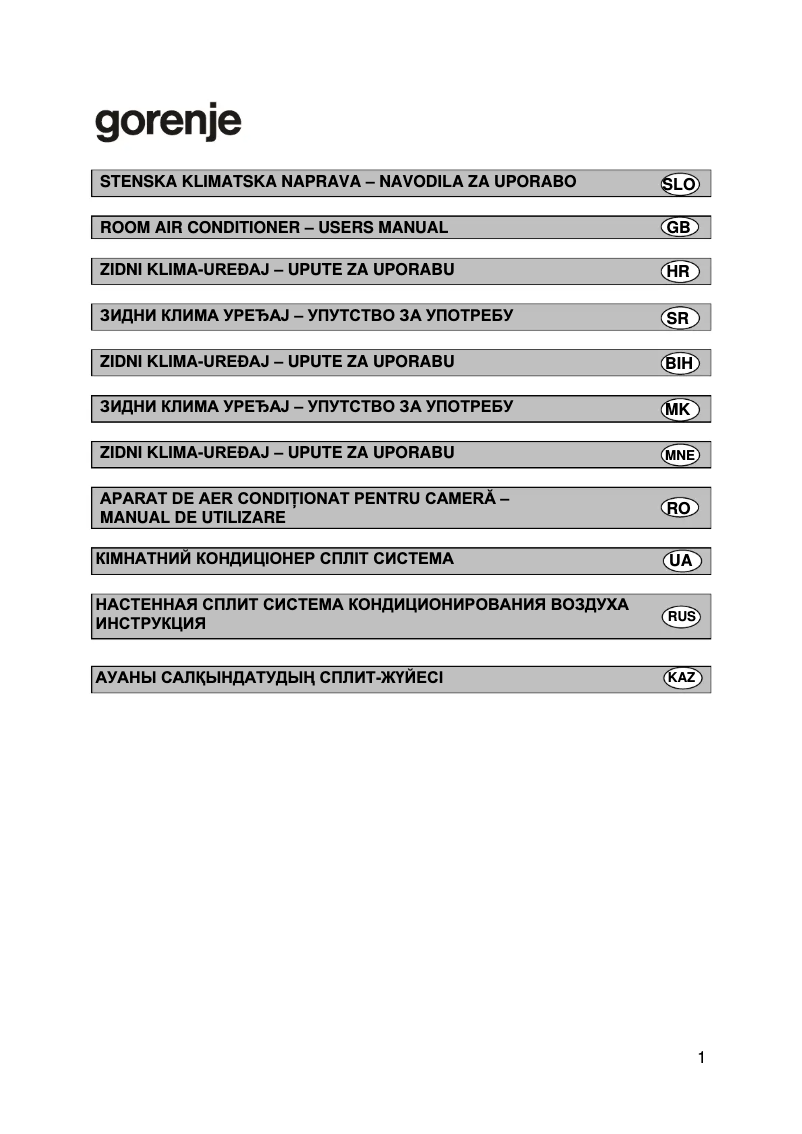 Page n°1 - Manuel utilisateur Gorenje KAS53NFT