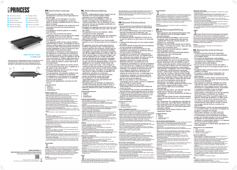 Image de la première page du manuel de l'appareil Table Chef XXL Classic