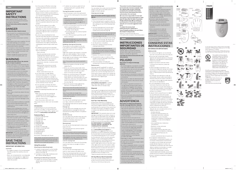 Página 1 del manual Manual de usuario Philips Satinelle Essential BRE265