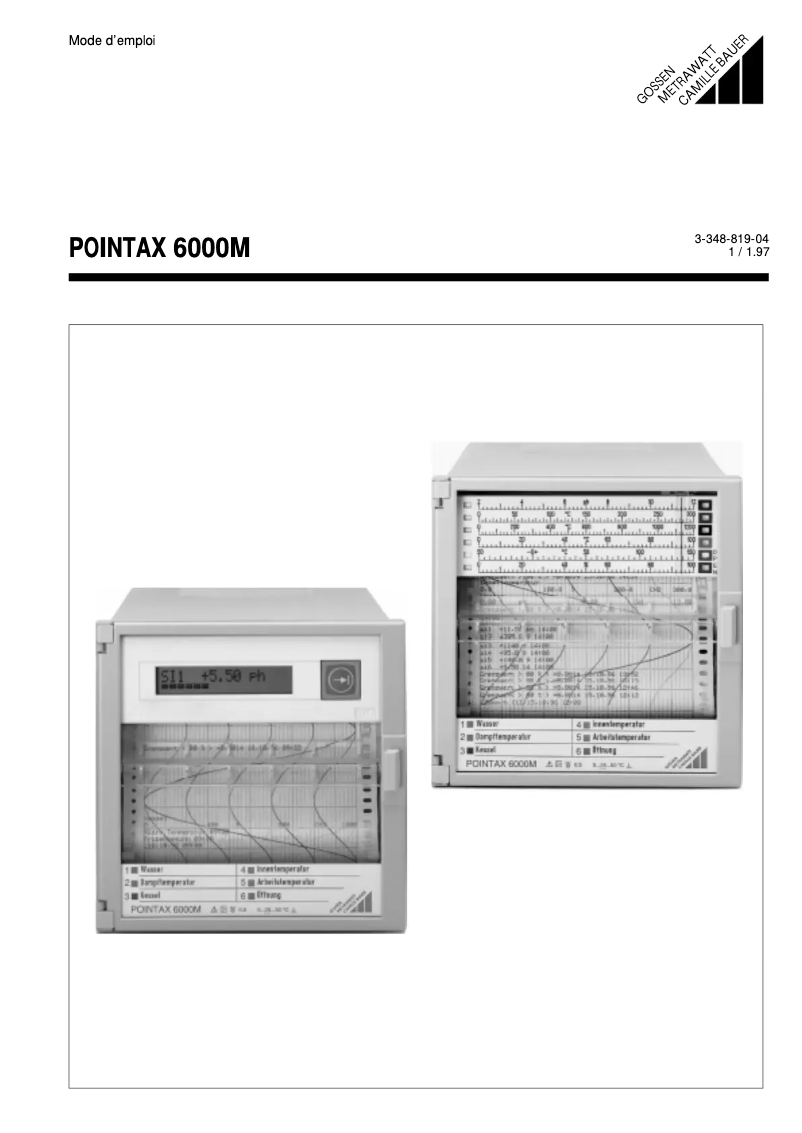 Page 1 de la notice Manuel utilisateur Gossen Metrawatt POINTAX 6000M