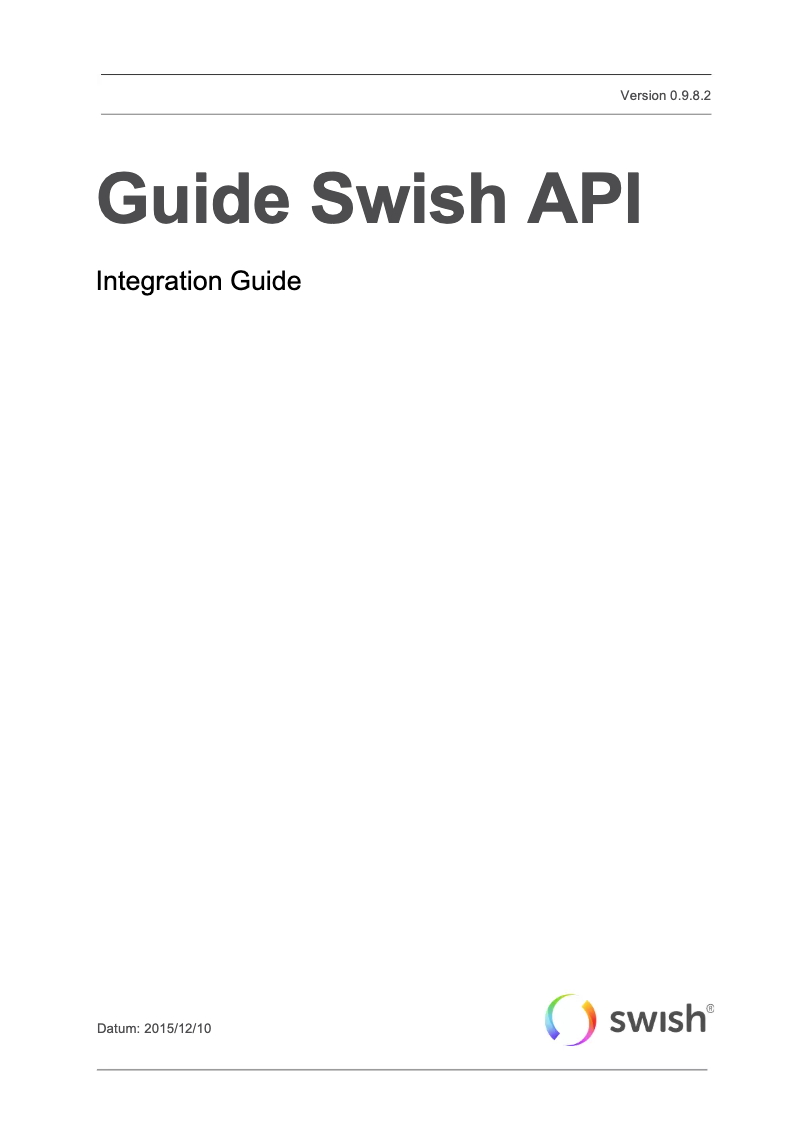 Página 1 del manual Manual de usuario Swish API v0.9.8.2