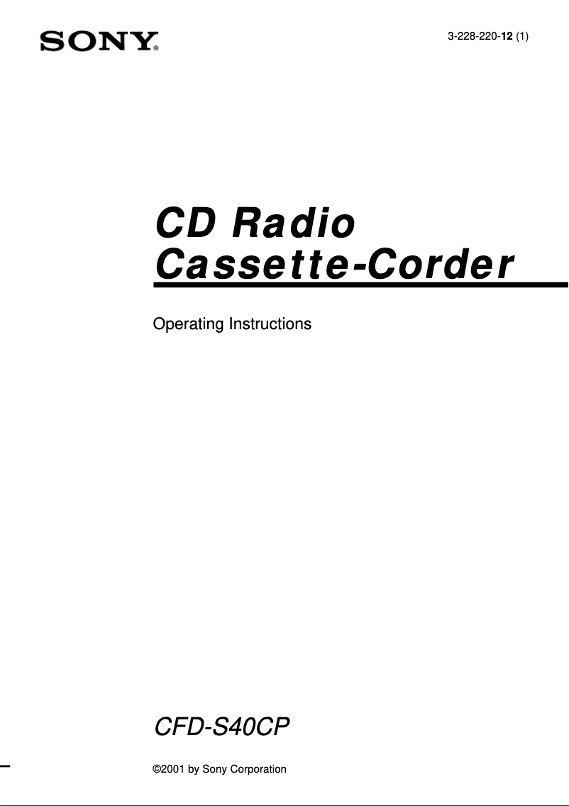 Page n°1 - Manuel utilisateur Sony CFD-S40CP