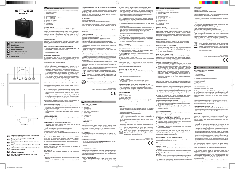 Page n°1 - Manuel utilisateur Muse M-660 BT