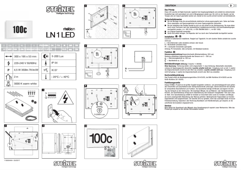 Page 1 de la notice Manuel utilisateur Steinel LN 1 LED