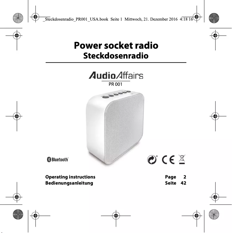 Page 1 de la notice Manuel utilisateur AudioAffairs PR 001