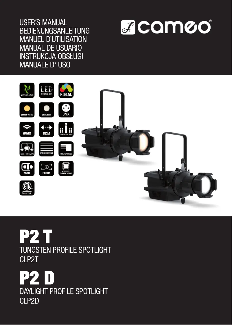 Page 1 de la notice Manuel utilisateur Cameo P2 T