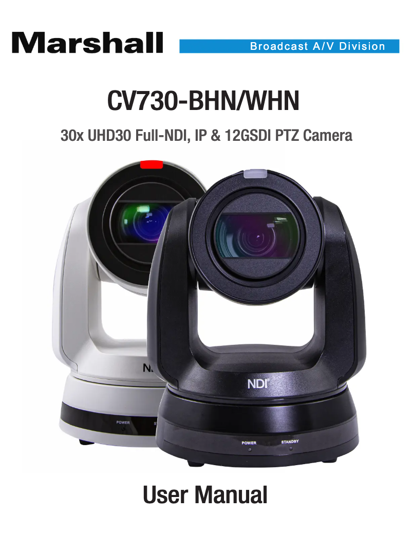 Page 1 de la notice Manuel utilisateur Marshall Electronics CV730-BHN