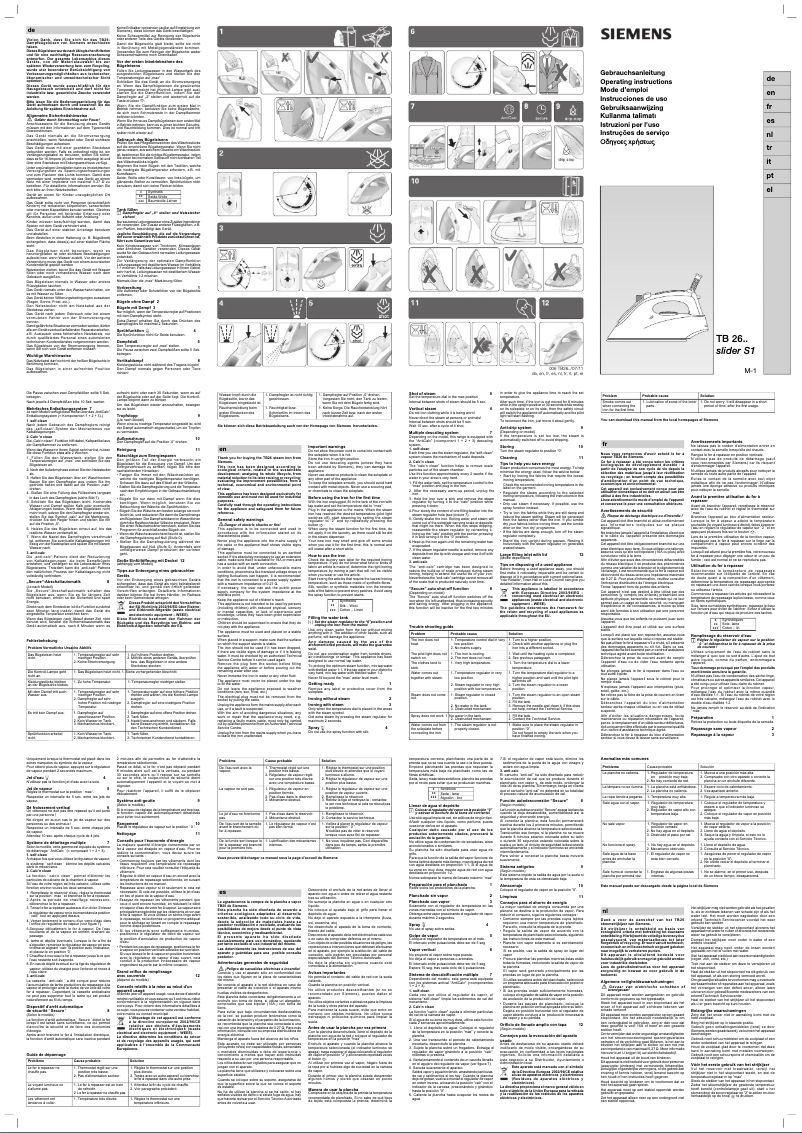 Page 1 de la notice Manuel utilisateur Siemens Slider special TB11610