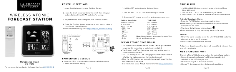 Page n°1 - Guide de démarrage rapide La Crosse Technology 308-146V2