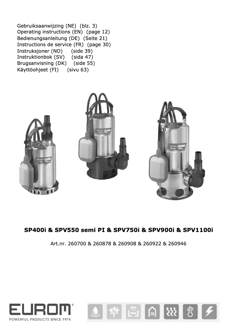 Page n°1 - Manuel utilisateur Eurom Flow SPV750i