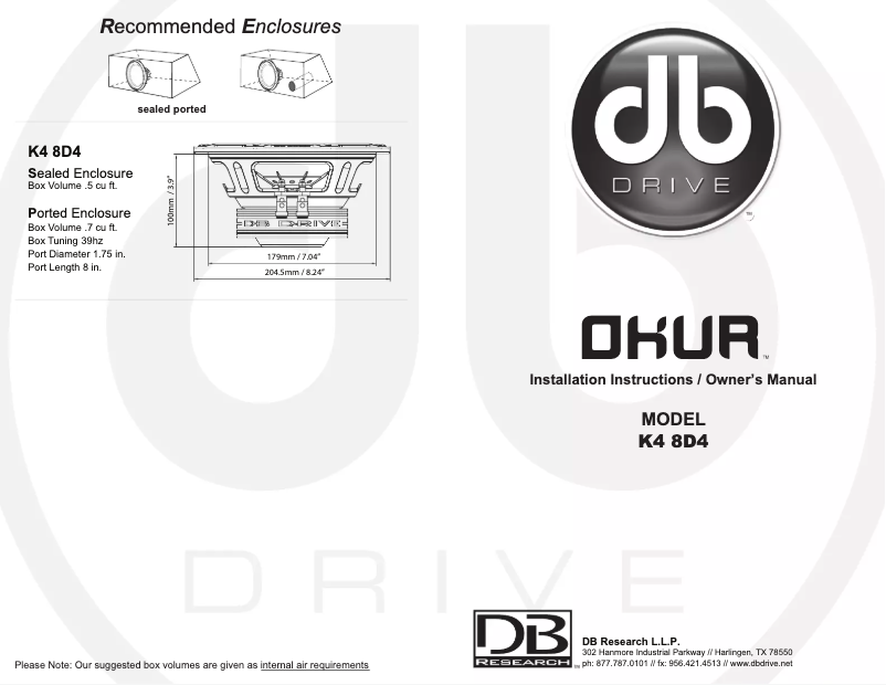 Página 1 del manual Manual de usuario DB Drive OKUR K4 8D4