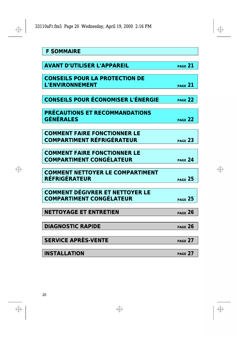 Page 1 de la notice Manuel utilisateur KitchenAid KD Optima