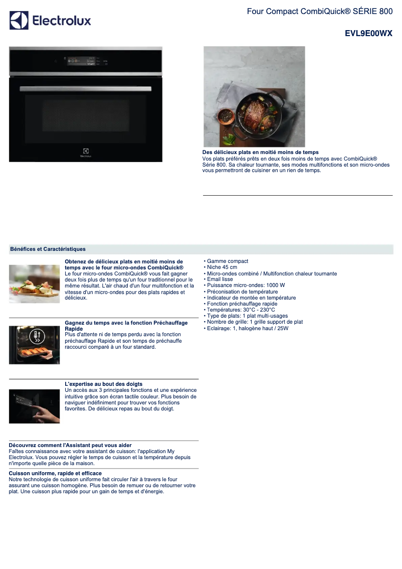 Page n°1 - Fiche technique Electrolux EVL9E00WX