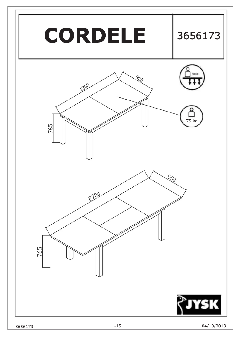 Page n°1 - Manuel utilisateur JYSK Cordele (90x180)